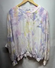 Young Fabulous & Broke Pastel‎ Tie Dye Pullover Sweatshirt Womens L