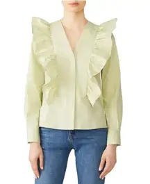 Genny By Gianni mint green Ruffle Button Down Shirt Blouse