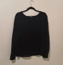 Shirt Womens l medium Black long Sleeve Scoop Neck Knit Acrylic Nylon