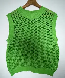 Self Contrast Anthropologie Dade Crop Sleeveless Sweater in Lime Women Size M