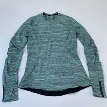 Lululemon Swiftly Tech Long Sleeve Green Heather Size 6 Thumbholes Running Top