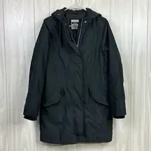 Abercrombie Fitch Womens Ultra Jacket Small Black Long Line Puffer Hood Winter