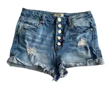 refuge Distressed Button‎ Front Jean Shorts
Size 6