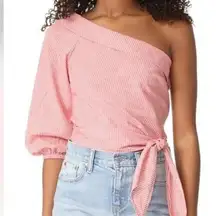 Free People NWT Pink Get Down Striped One Shoulder Top with tie detail.