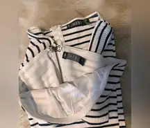 Closet Rehab Black and White Striped Zip-Up Top