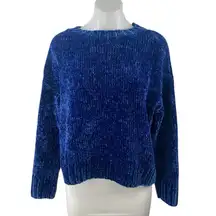 Sanctuary Women's Blue Ribbed Knit Long Sleeve Cozy Crew Neck Sweater Top Size S