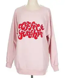 Wildfox Coffee & Sunshine Pink Sweatshirt Pullover Women's Size L