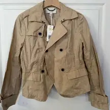 Banana Republic Linen Trench Coat Jacket Tan Size Small Petite Short Trench