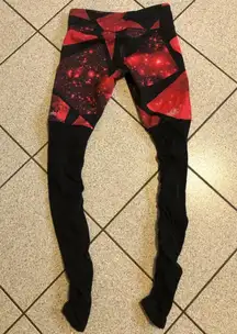 Alo Yoga  Goddess Ribbed Legging in Galaxy Red and Black Color Block Size Small