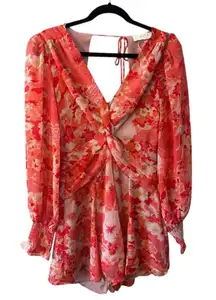 ASTR The Label Floral Open Back Long Sleeve Chiffon Romper NWT‎ Size Small