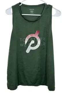 Peloton Women Olive Green Tank Top Together We Go Far Graphic Activewear Size L