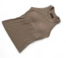 CHICME Ribbed Racerback Tank Top Built In Bra Taupe Small