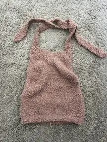 SKIMS Teddy Halter Brown Cozy Bra Top Cropped Loungewear XL