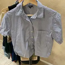 Blue and White Striped Button-Up Shirt