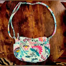 RETIRED:  | Mint Flowers pattern medium size crossbody purse