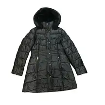 women’s water resistant long puffer jacket black size medium