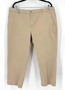 L.L. Bean‎ Women's High-Rise Flat Front Favorite Fit Cropped Pants Beige Size 18