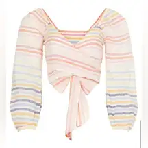 BANJANAN Candy Stripe Multicolor Bohemian Striped Arilia Top Size Small