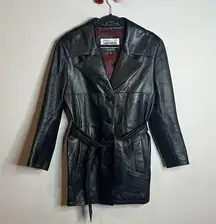 Vintage Wilson's black leather belted jacket