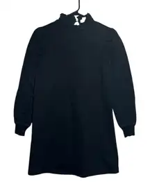 DAVID LERNER Studio Black Mock Neck Puff Sleeve Sweatshirt Dress Size S
