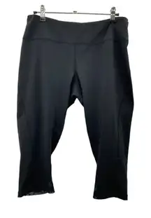 Zella Womens Black‎ Cropped Panel Mesh Pants Leggings Size Large Pocket Workout