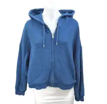 Gap Women's Blue Striped Full Zip Long Sleeve Hooded Hoodie Sweatshirt Jacket M