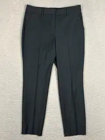 Theory Size 2 Treeca 2 Continuous Pants Stretch Virgin Wool Slim Ankle Dark Gray