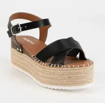 Black Espadrille Wedge Sandal