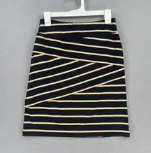 J McLaughlin Skirt Womens XS Black Nicola Catalina Cloth Striped Pull On Layered