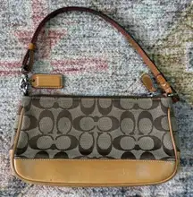 Vintage Y2K Coach Signature Demi Mini Pouch Handbag Tan Canvas Leather 6094