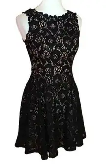 Jodi Kristopher black lace fit n flare dress