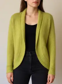 Chico’s Chartreuse Mohair Blend Open Front Cocoon Cardigan Sweater 2 L/XL Green