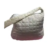 NWOT Large Quilted Puffer Tote Crossbody in Ivory Cream‎