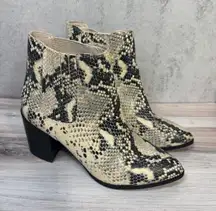 Steve Madden Size 6 Jain Snakeskin‎ Print Ankle Booties Block Heel Pointed Toe