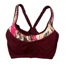 Victoria's Secret Burgandy White VSX Sport Bra Size 32DD Racerback Built in bra