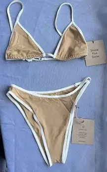 Stone Fox Swim x Free People Bikini Set in Tannin Nomi Top Echo Bottom NWT XS