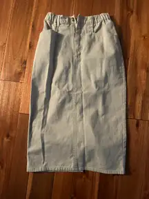 Tan Denim Midi Skirt 