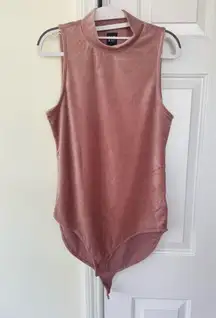 GAP Velvet Sleeveless Mauve Pink Mock Neck Tight Bodysuit NWT size Medium
