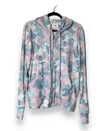 Sundry  Women's Size 4 Medium Pink Blue Pastel Camo Full Zip Hooded Jacket