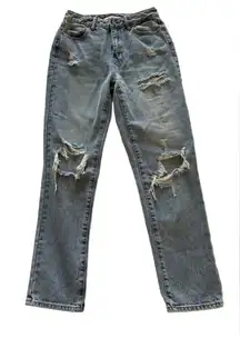 Women’s PacSun High Waisted Ripped Light Wash Denim Mom Jeans Size 25