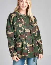 Camo jacket Army Print camouflage drawstring