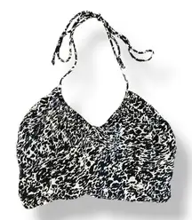 Motel Rocks Leopard Print Tie Back Halter Top Womens Size‎ XS Black White