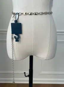 NWT Chaps Gold Silver Geometric Link Belt Adustable S M