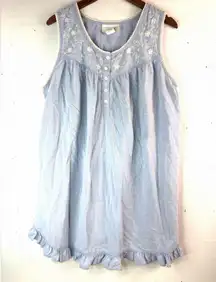 Amanda Stewart Pioneer Woman 1X  Beaded Chambray w Crocheted Trim Dress Gown