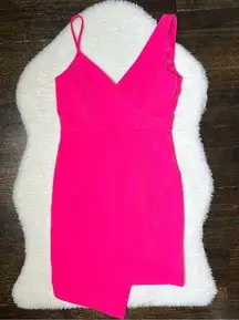 NWT Vntg Ultra Pink Asymmetrical V Neck Mini Cocktail Dress