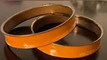 Metal Orange Bangle Bracelets Set