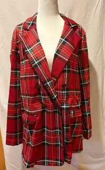 Maurices double-breasted red plaid blazer women’s L