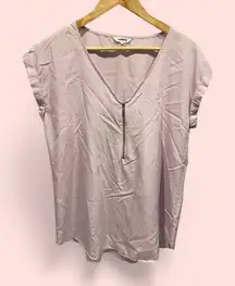 Cute Express lilac zip front v-neck cap sleeve flowy boho blouse