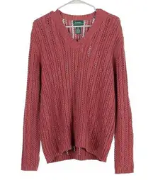 Ralph Lauren Vintage Lauren  Cableknit Cotton Dusty Rose Knit Sweater XL