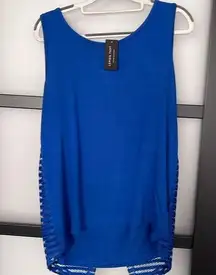 Lemon Tart Royal Blue Sleeveless Top Tiered Crossover Back  NWT